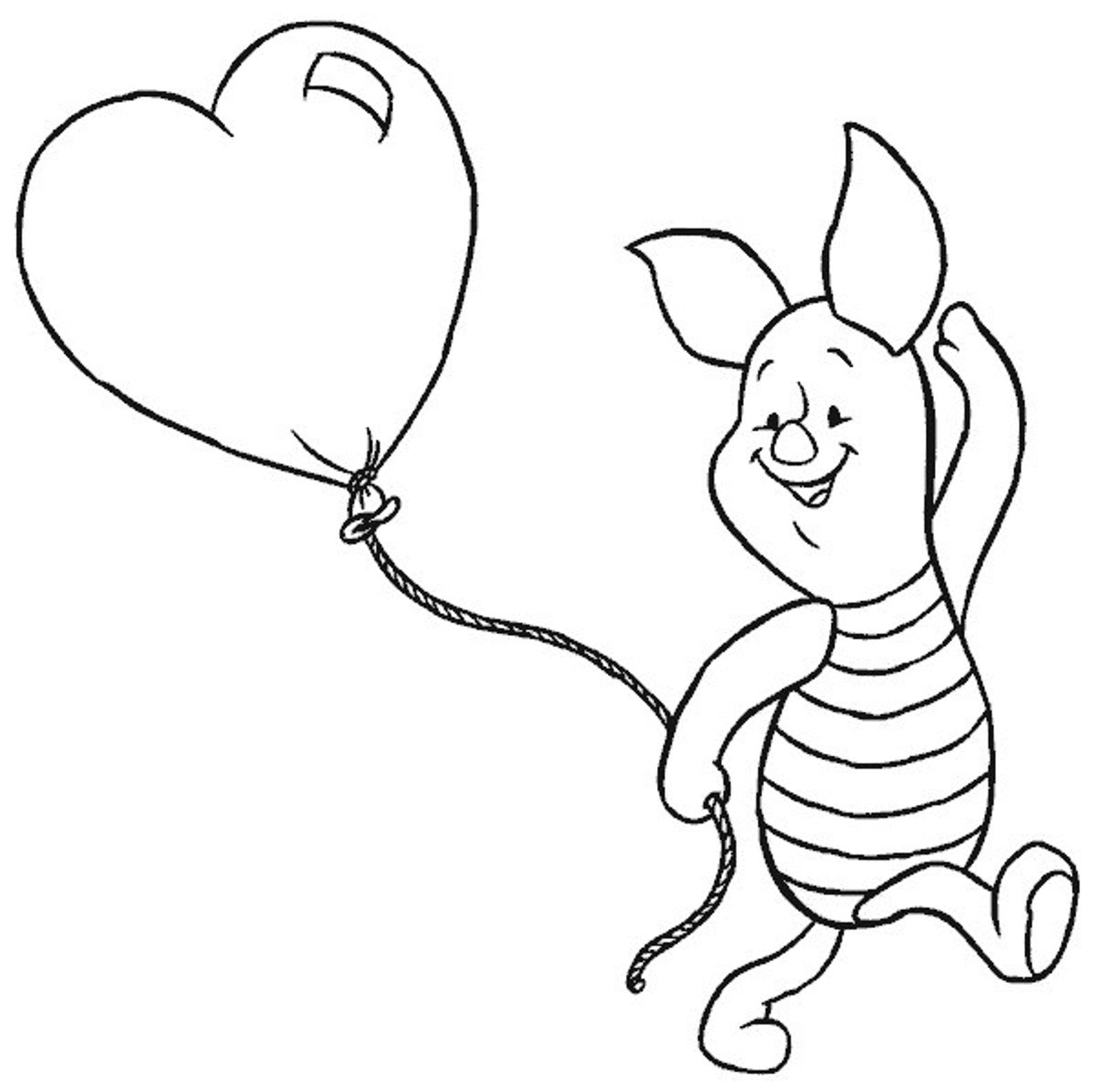 Online coloring book: Coloring piglet with a balloon for boyfriends day